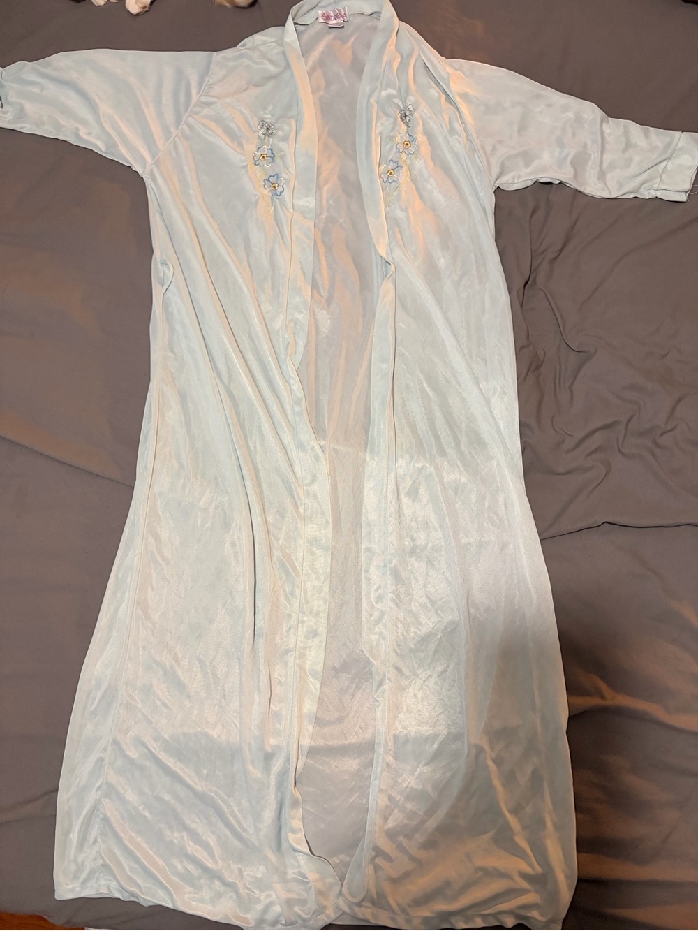 Light Blue Floral-Accent Women's Robe by